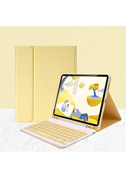 Apple iPad 10. Nesil 10.9 (2022) Rgb LED Işıklı Türkçe Karakterli Bluetooth Özellikli Kalemlikli Klavyeli Kılıf A2696 A2757 A2777 A3162
