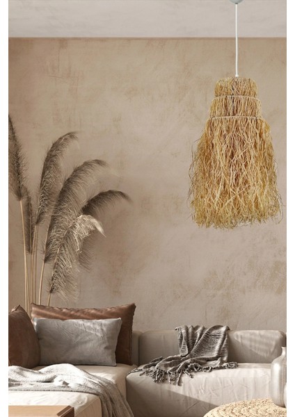Bambu, Hasır Sarkıt Avize Çap: 30 cm Yükseklik: 65 cm