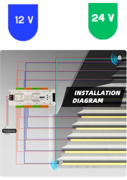 12V 24V Merdiven LED Hareket Pir Sensör Kontrolörü 32 Kanal Dimerli fırsatları