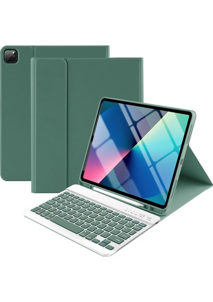 Apple iPad Pro 11 (2021) 3. Nesil Rgb LED Işıklı Türkçe Karakterli Bluetooth Özellikli Kalemlikli Klavyeli Kılıf A2377 A2459 A2301 A2460