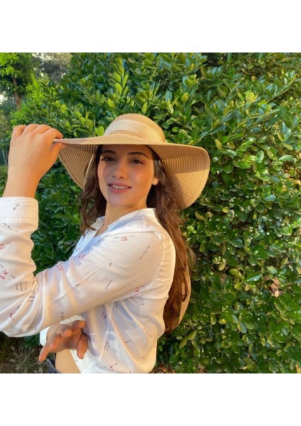 Fularlı Hasır Fiyonklu Yazlık Şapka