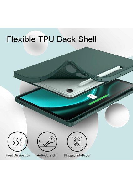 Samsung Galaxy Tab S8 Plus Kalem Şarjına Uygun Kalemlikli Stromix Smart Kılıf ve Ekran Koruyucu Sm- X800 X806 X808