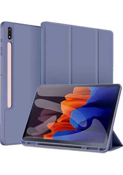 Samsung Galaxy Tab S7 Plus Kalem Şarjına Uygun Kalemlikli Stromix Smart Kılıf ve Ekran Koruyucu Sm- T970 T975 T976