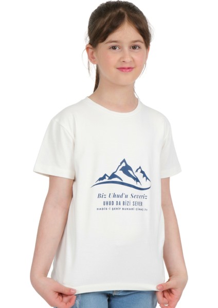 Kız Çocuk Kısa Kollu Bisiklet Yaka Uhud Baskılı T-Shirt modelleri