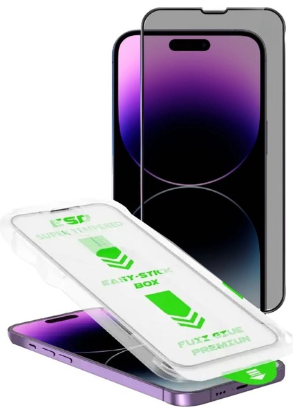 Apple iPhone 15 Pro Uyumlu Uygulama Aparatlı Kırılmaz Platinum Şeffaf Ekran