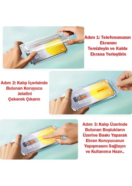 Apple iPhone 15 Pro Uyumlu Uygulama Aparatlı Kırılmaz Platinum Şeffaf Ekran fiyatları