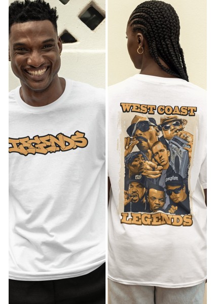 Oversize Efsane Rapçiler Sırt Baskılı T-Shirt Unisex Legend Rappers