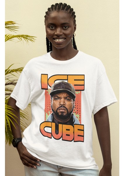 Unisex Ice Cube Baskılı T-Shirt Oversize Cube Rap Temalı Tişört modelleri
