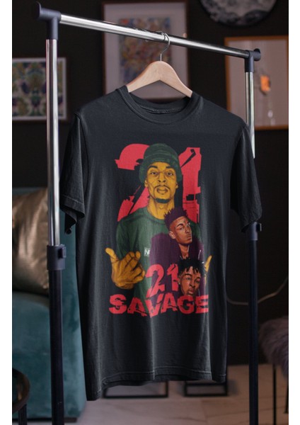 Unisex Savage Twenty One Oversize 21Savage Rapçiler Serisi T-Shirt