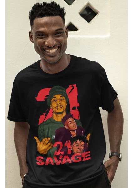 Unisex Savage Twenty One Oversize 21Savage Rapçiler Serisi T-Shirt fiyatları