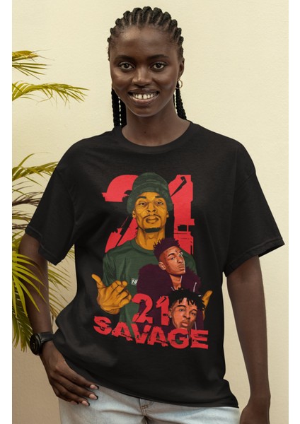 Unisex Savage Twenty One Oversize 21Savage Rapçiler Serisi T-Shirt modelleri