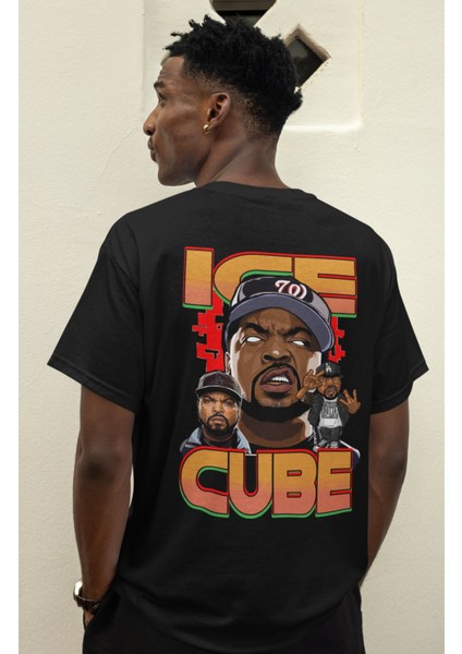 Oversize Ice Cube Graffiti Sırt Baskılı T-Shirt Unisex Rap modelleri
