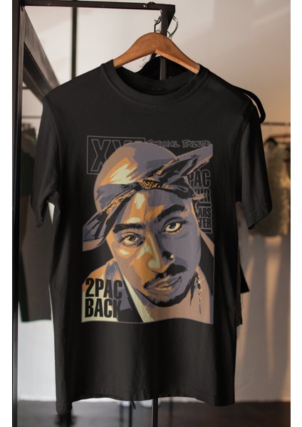 Unisex 2Pac Back Baskılı T-Shirt Oversize