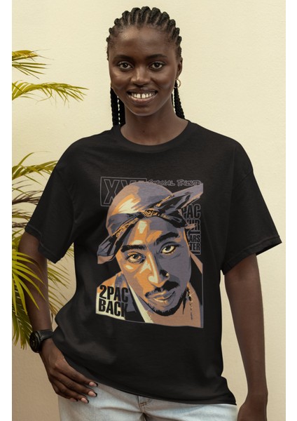 Unisex 2Pac Back Baskılı T-Shirt Oversize modelleri