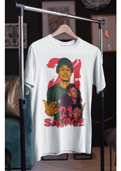 Unisex Savage Twenty One Oversize 21Savage Rapçiler Serisi T-Shirt