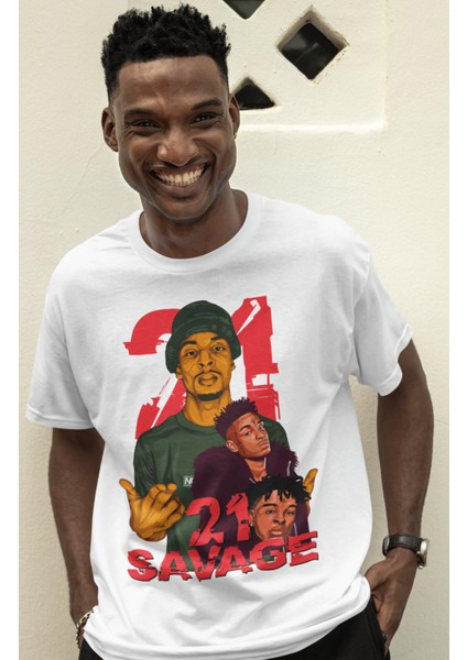 Unisex Savage Twenty One Oversize 21Savage Rapçiler Serisi T-Shirt fiyatları