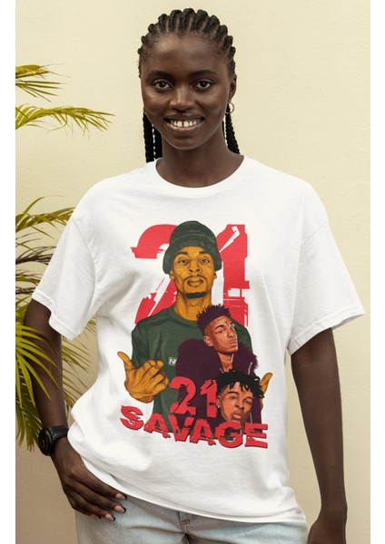 Unisex Savage Twenty One Oversize 21Savage Rapçiler Serisi T-Shirt modelleri