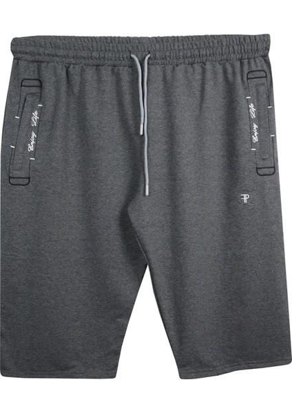 Erkek Büyük Beden 115-154 Kilo Arası Için Uygun Nakışlı Penye Kapri Antrasit