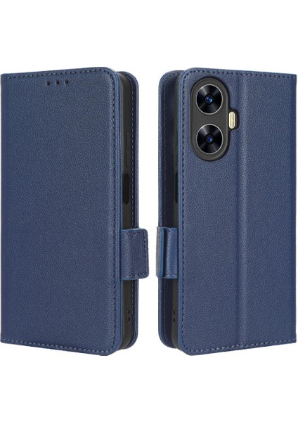 Realme C55 Yan Toka Manyetik Kart Yuvaları Tutucu Pu Deri Için Kılıf (Yurt Dışından)