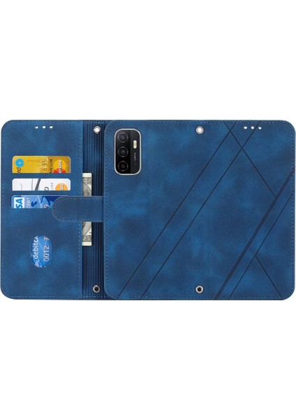 Oppo A56 5g Için Filp Durumda Tam Koruma Kickstand Pu Deri Kayış Kartı (Yurt Dışından)