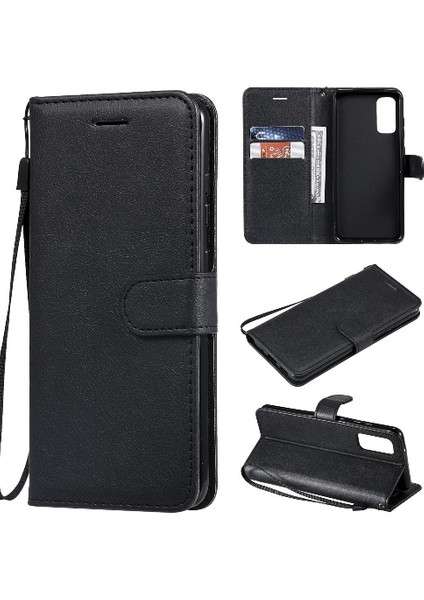 Kart Yuvası Cüzdan ile Samsung Galaxy S20 Klasik Düz Renk Için Flip Case (Yurt Dışından)