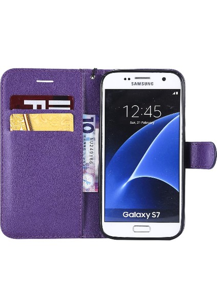 Samsung Galaxy S7 Klasik Düz Renk Iş Cüzdan Telefon Için Flip Case (Yurt Dışından)