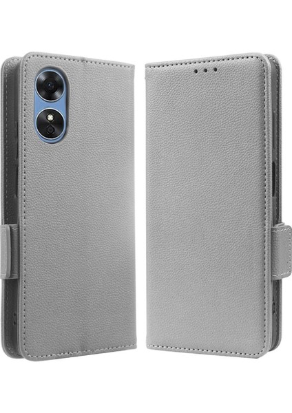 Oppo A17/A17K Manyetik Cüzdan Kart Yuvaları Için Kılıf Tutucu Pu Deri Yan (Yurt Dışından)