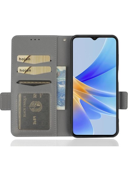 Oppo A17/A17K Manyetik Cüzdan Kart Yuvaları Için Kılıf Tutucu Pu Deri Yan (Yurt Dışından)