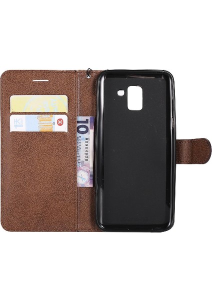 Kart Yuvası ile Samsung Galaxy J6 2018 Için Flip Case Yüksek Kalite Deri (Yurt Dışından)