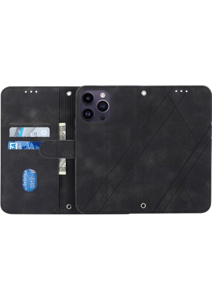 Iphone 15 Için Filp Durumda Pro Max Pu Deri Kapak El Cüzdan Bilek Kayışı (Yurt Dışından)