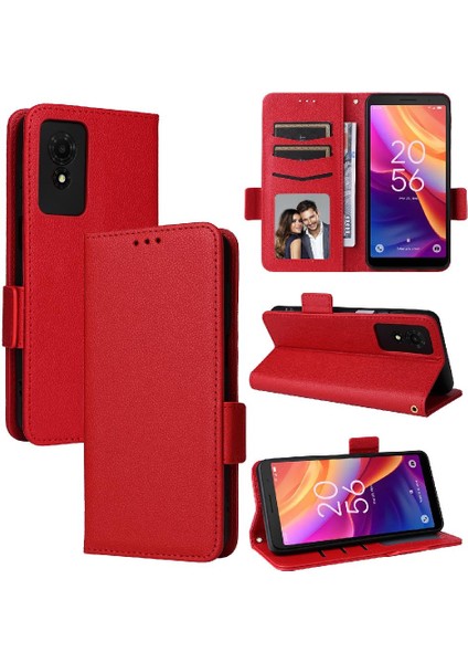 Tcl 501 4g Kart Yuvaları Tutucu Için Kılıf Pu Deri Manyetik Cüzdan Yan (Yurt Dışından)