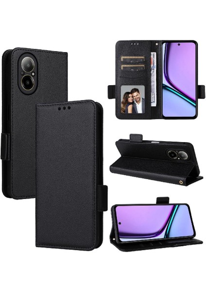 Realme 12 Lite 4g Için Kılıf Cüzdan Yan Toka Pu Deri Kart Yuvaları Tutucu (Yurt Dışından)