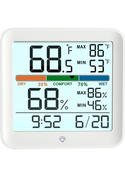 2'li Paket Dijital Termometre Iç Mekan Higrometre Saat Takvimi (Yurt Dışından)