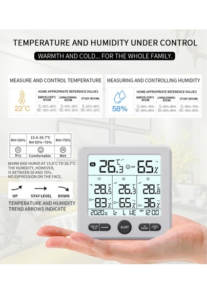 TS-6210-W Çok Fonksiyonlu Sıcaklık Higrometresi Siyah (Yurt Dışından)