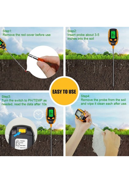 Toprak Ph Ölçer, Ph/sıcaklık/ışıklı Dijital Bitki Nem Ölçer (Yurt Dışından)
