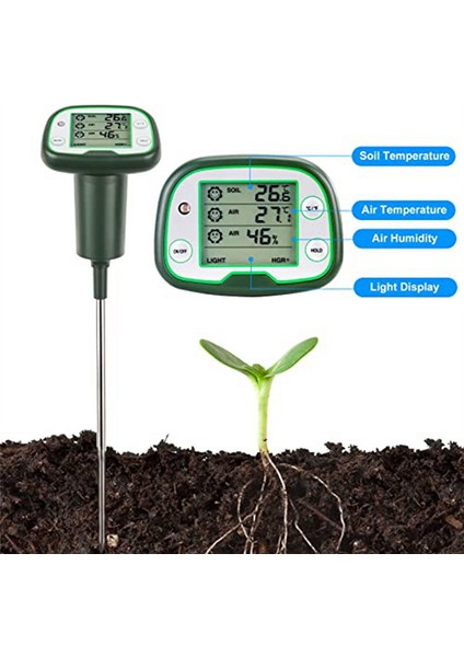 Dijital Toprak Termometresi 4'ü 1 Arada Toprak Test Cihazı Toprak Termometresi (Yurt Dışından)