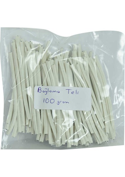 CLZ214 Bağlama Teli Tel Klips Pvc Kaplamalı Beyaz 100 gr Takribi 100 Adetli 1 Paket