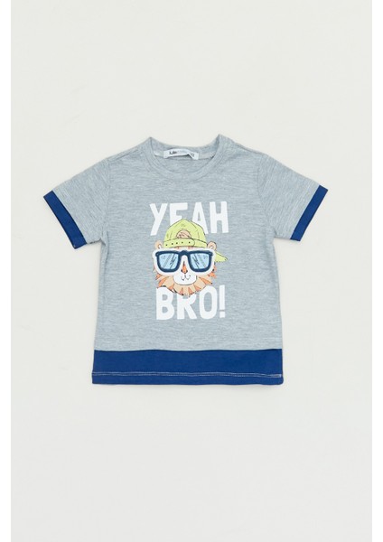 Baskılı Bisiklet Yaka Erkek Çocuk T-Shirt