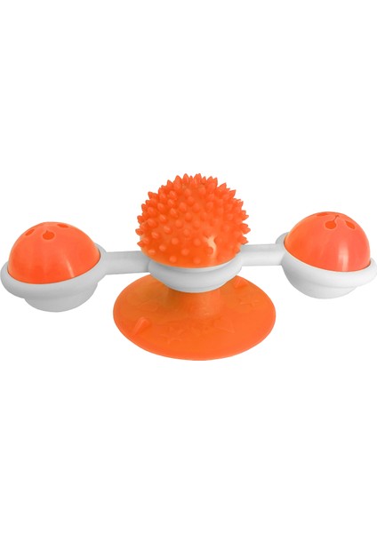 CLZ205 Vantuzlu Fırıldak Toplu Dönen Kedi Oyuncağı 8 Cm-18 cm Turuncu