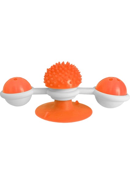 CLZ205 Vantuzlu Fırıldak Toplu Dönen Kedi Oyuncağı 8 Cm-18 cm Turuncu