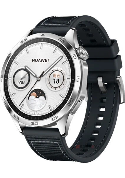 Huawei Watch Gt4 46MM Ile Uyumlu 22MM Dikiş Desenli Dokuma Silikon Kordon