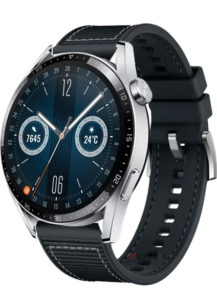 Huawei Watch Gt3 Elite-Active 46MM-GT3 Pro-Gt3 Se 22MM Uyumlu Dikiş Desenli Dokuma Silikon Kordon