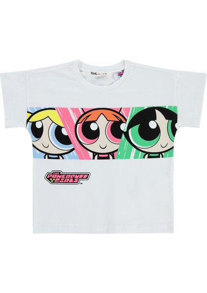 Powerpuff Girls Kız Çocuk T-Shirt 2-5 Yaş Beyaz