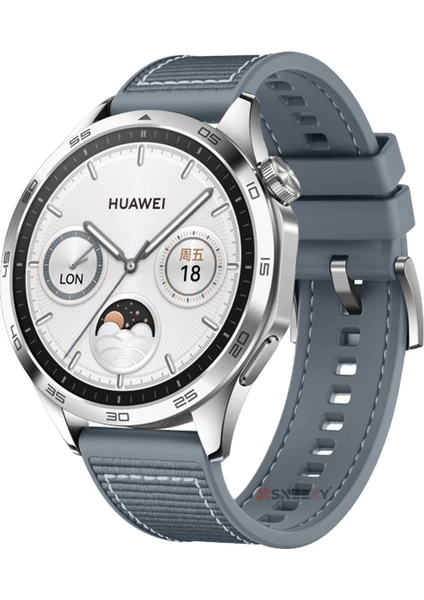 Huawei Watch Gt4 46MM Ile Uyumlu 22MM Dikiş Desenli Dokuma Silikon Kordon