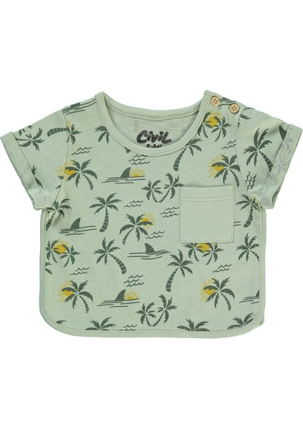 Erkek Çocuk T-Shirt 6-18 Ay Haki