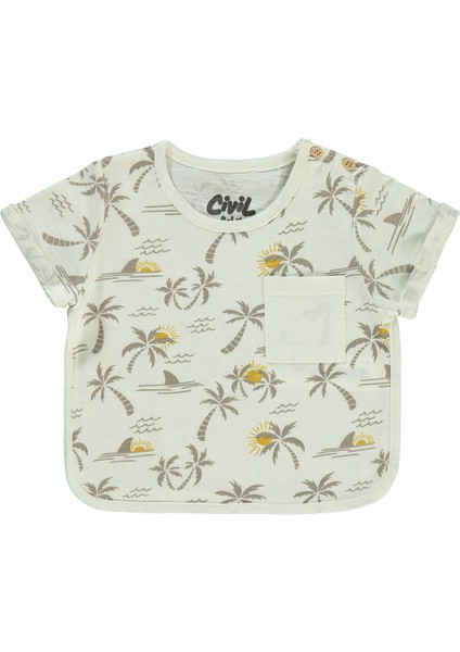 Erkek Çocuk T-Shirt 6-18 Ay Ekru