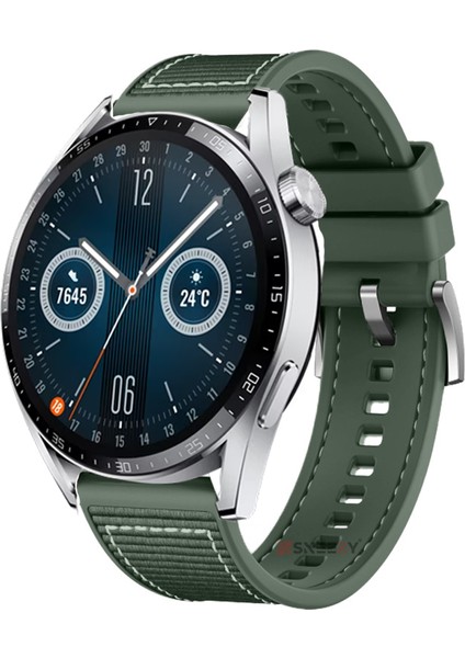 Huawei Watch Gt3 Elite-Active 46MM-GT3 Pro-Gt3 Se 22MM Uyumlu Dikiş Desenli Dokuma Silikon Kordon