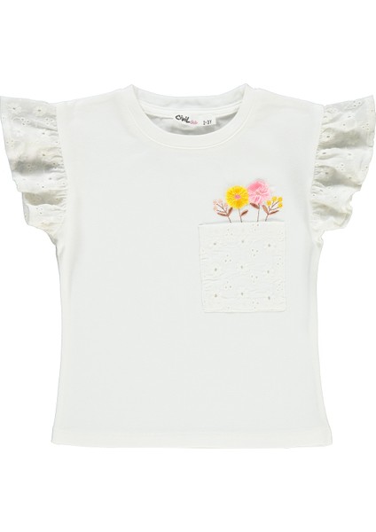 Kız Çocuk T-Shirt 2-5 Yaş Ekru
