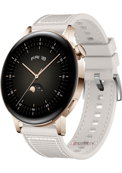 Huawei Watch Gt 3 Elegant Active 42MM Uyumlu 20MM Dikiş Desenli Dokuma Silikon Kordon