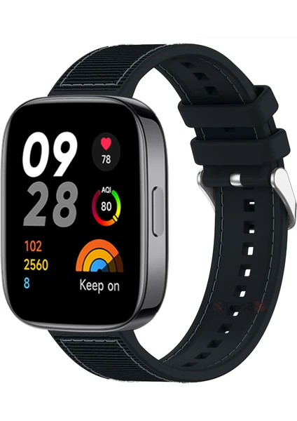 Xiaomi Redmi Watch 3 Active Ile Uyumlu Dikiş Desenli Dokuma Silikon Kordon